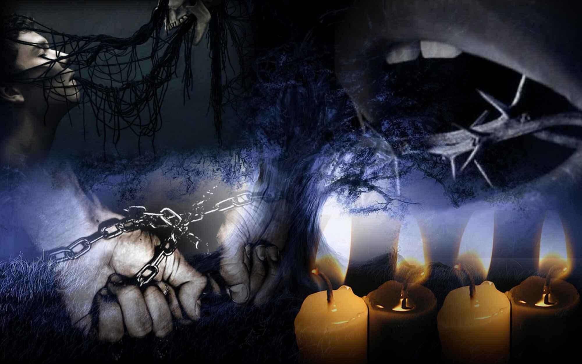 Ritual de dominio con cadenas y velas encendidas para ataduras fuertemente trabajadas por el brujo negro en Los Ángeles.