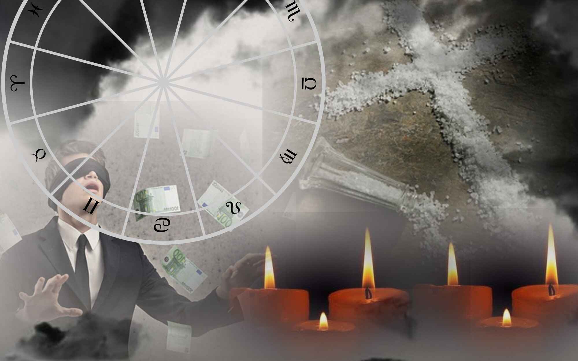 Ritual para atraer dinero y abundancia con velas y rueda zodiacal por el brujo negro en Los Ángeles.