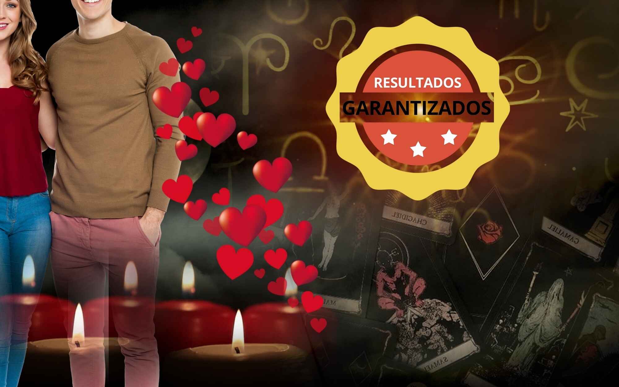 Pareja unida con sello de resultados garantizados y velas para amarres efecticos por el brujo negro en Los Ángeles.